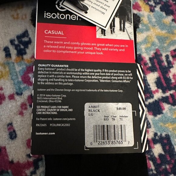 Isotoner Womens Micro Luxe Suede Casual Gloves Size Large Black Classic Warm - Picture 3 of 6